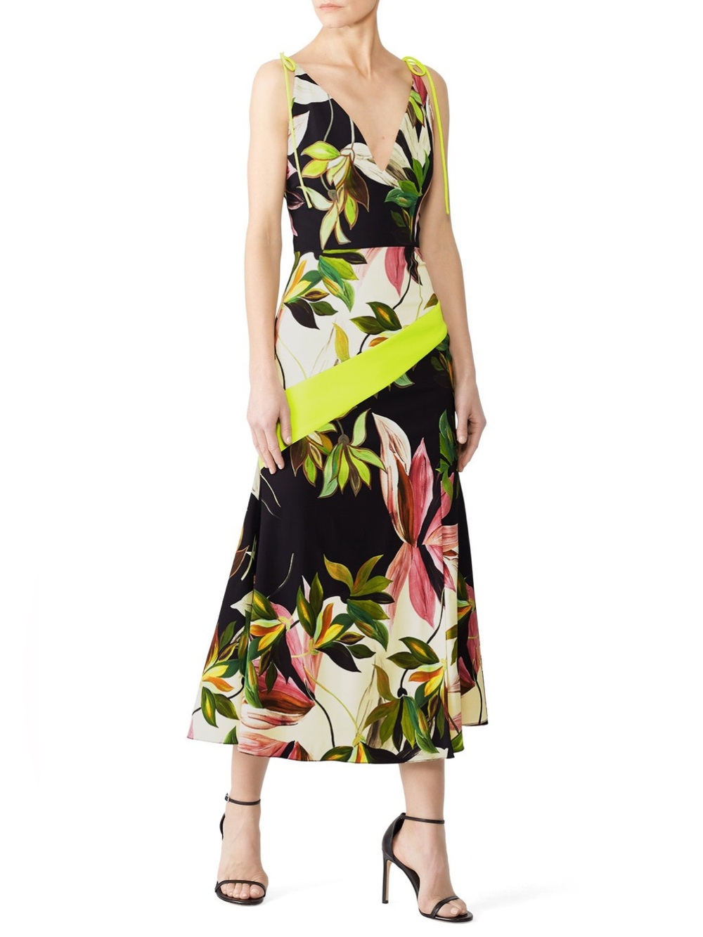 Christian Siriano Hawaiian Print Tie Strap Dress Size 4
